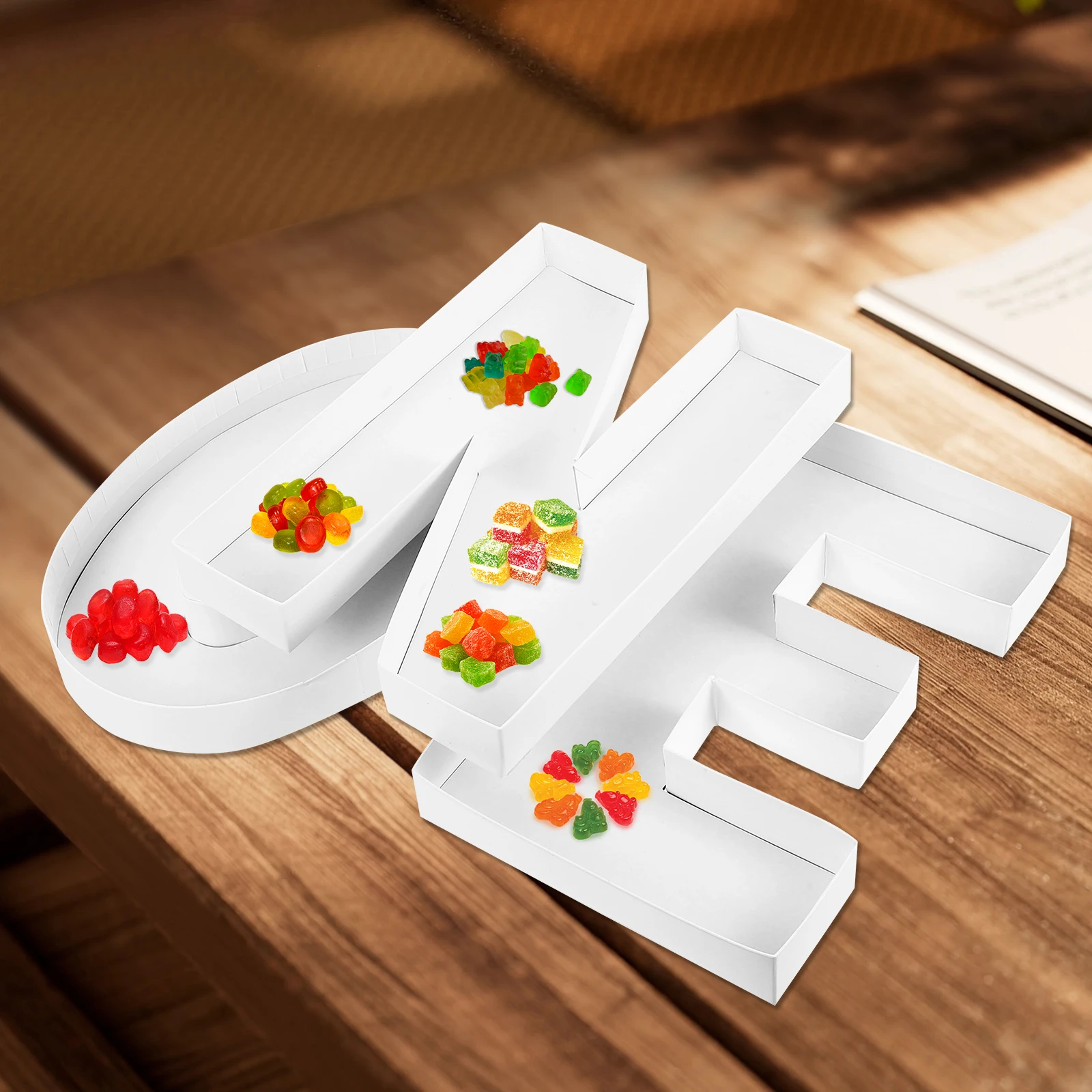 

Alphabet Candy Box Fillable Tray Sweets Container Hollow Letters Birthday Snack Charcuterie Food Tray Mailbox