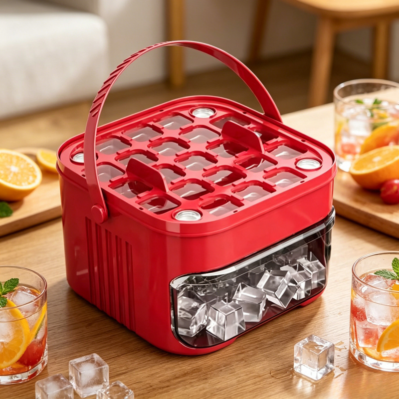  50-Grid Silicone Ice Tray with Storage Cover & Handle - Stackable Ice Mold Kit for Easy Removal from Refrigerator 