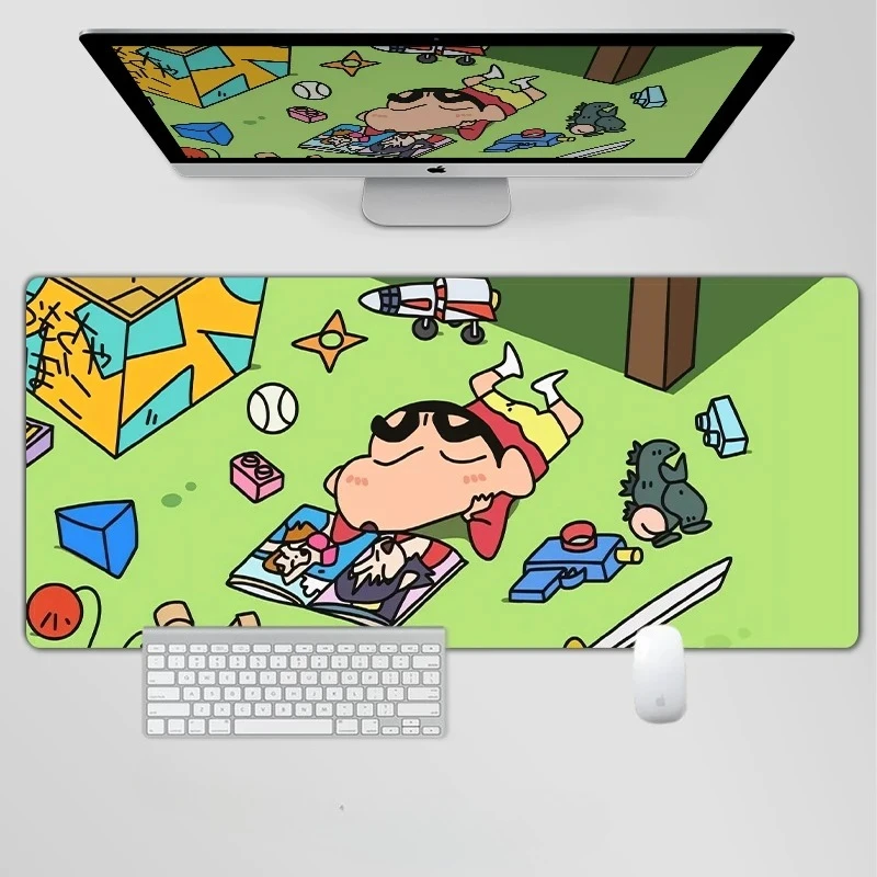 Funny Creative Crayon Shin-chan​​ Leather Mouse Pad Cute Cartoon Oversized Girls Non-slip Office Desk Pad Computer Keyboard Pad
