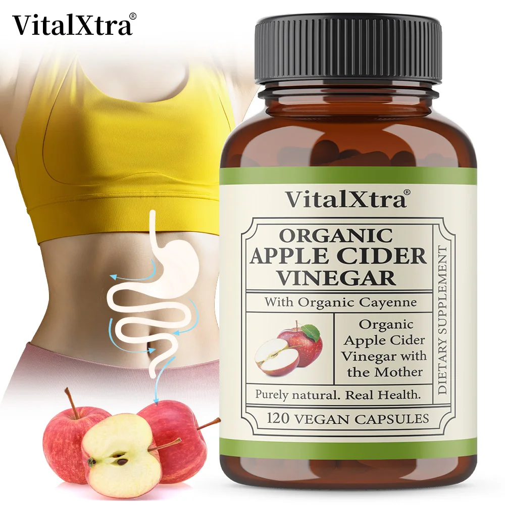 

Organic Apple Cider Vinegar Capsules (with Vinegar and Organic Chili) 650 Mg, Supports Weight Management, Promotes Metabolism