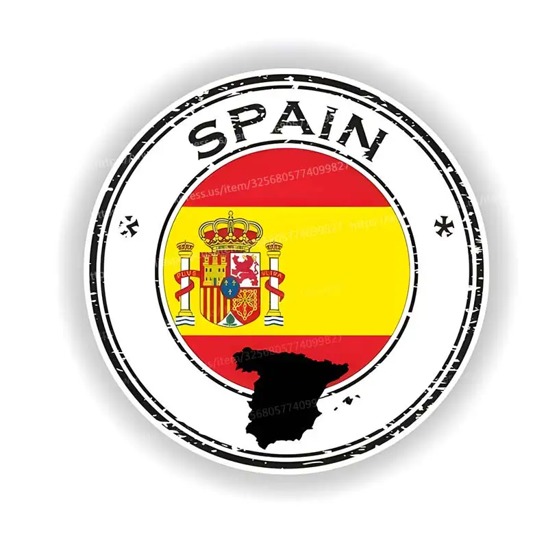 Spain Sticker Round Flag For Laptop Book Fridge Guitar Motorcycle Helmet ToolBox Door PC Boat Decor Decals M933