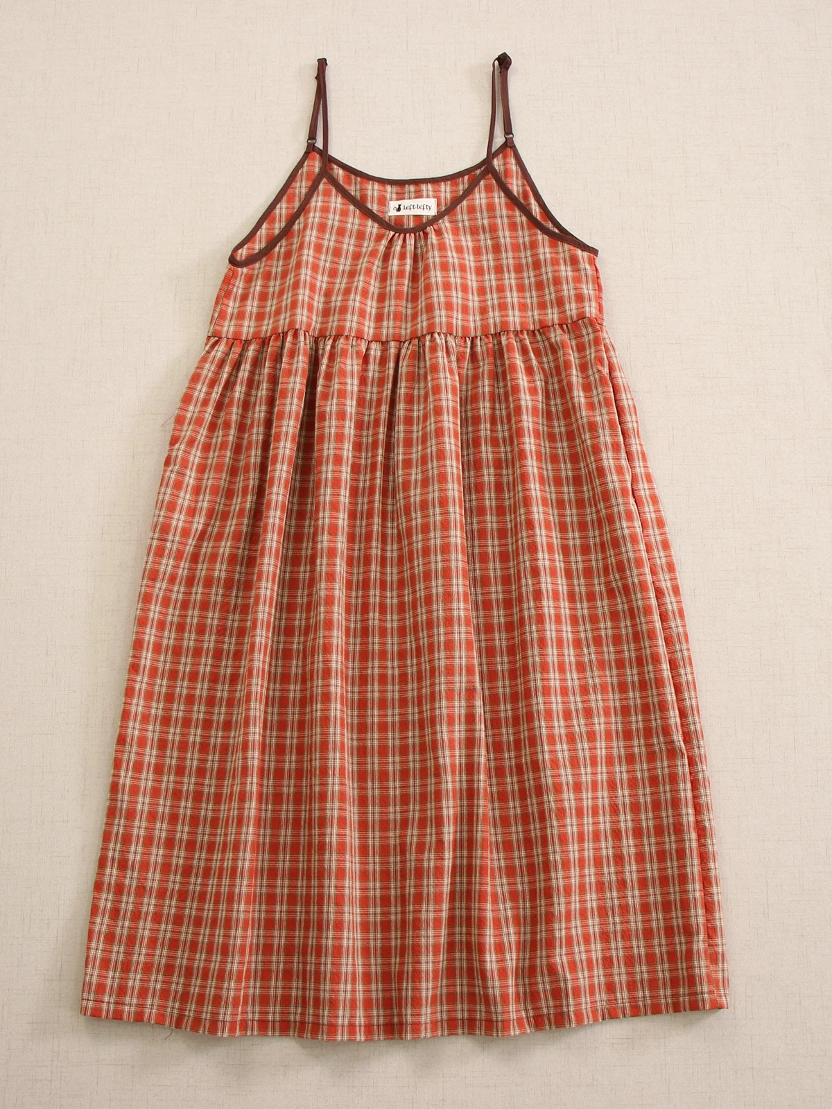 일본 모리 소녀 빈티지 격자 무늬 스파게티 스트랩 슬립 원피스, 여성 민소매 O넥 레트로 루즈 언더드레스 탱크 드레스, 여름