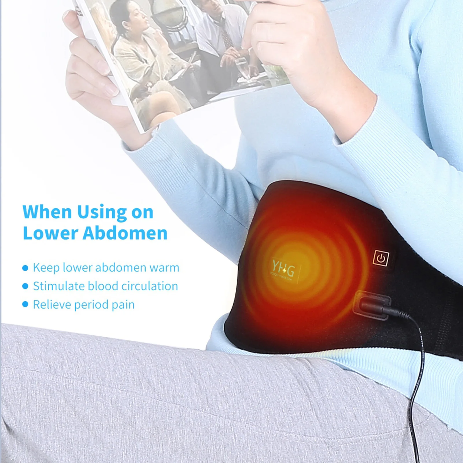 

Electric Heating Belt Heating Waist Belt YHG USB Charging Electric Heating Hot Therapy Abdomen Waist Support Belt