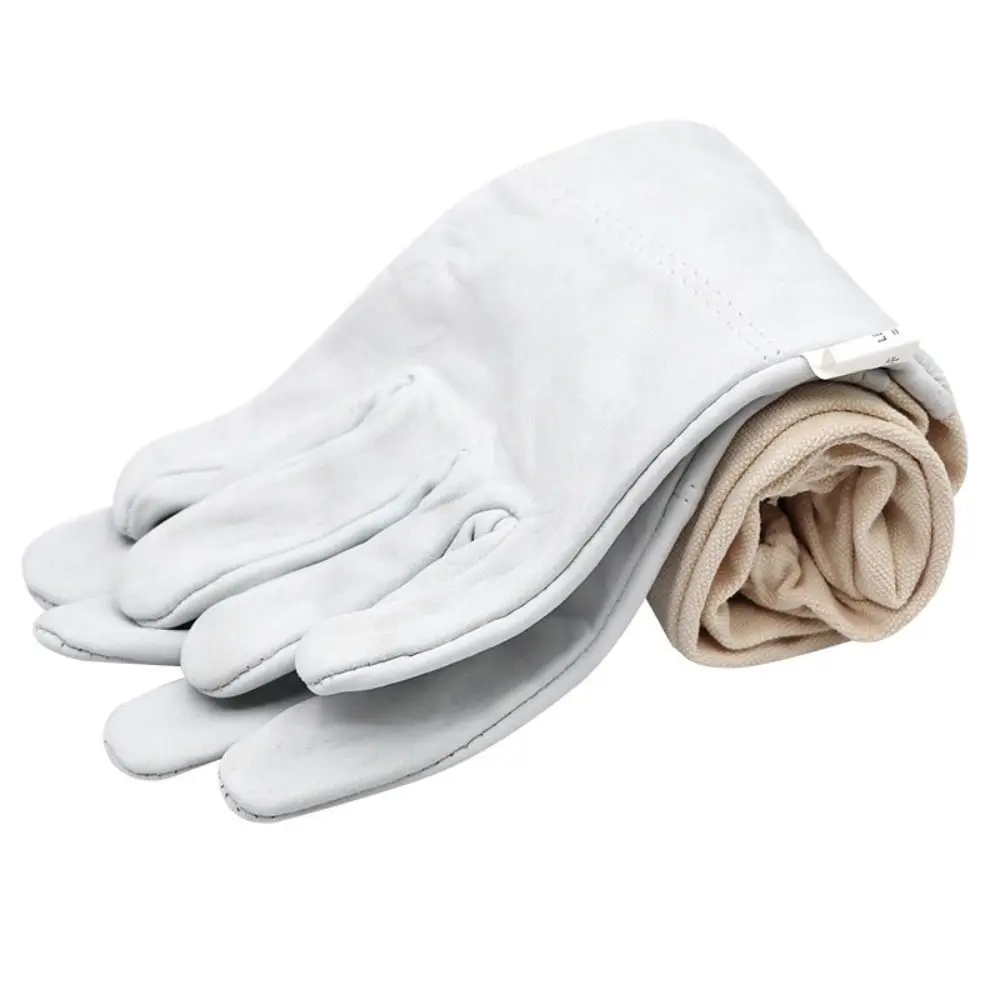 1 Pair Safe Beekeeping Gloves Anti-sting Professional Anti-bee Gloves Canvas Sheepskin Beehive Tools Beekeeping Tools