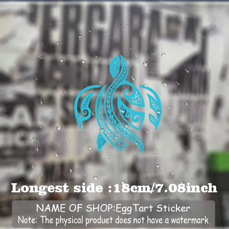 Tribal Turtle Waterproof UV Resistant Vinyl Stickers Minimalist Blue Sea Turtle Self Adhesive Decals For Car Window