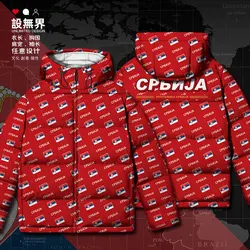 Serbia Serbian Serbs SRB country flag White duck down Jackets clothes jacket Casual Man Thick men's clothing Winter down coat