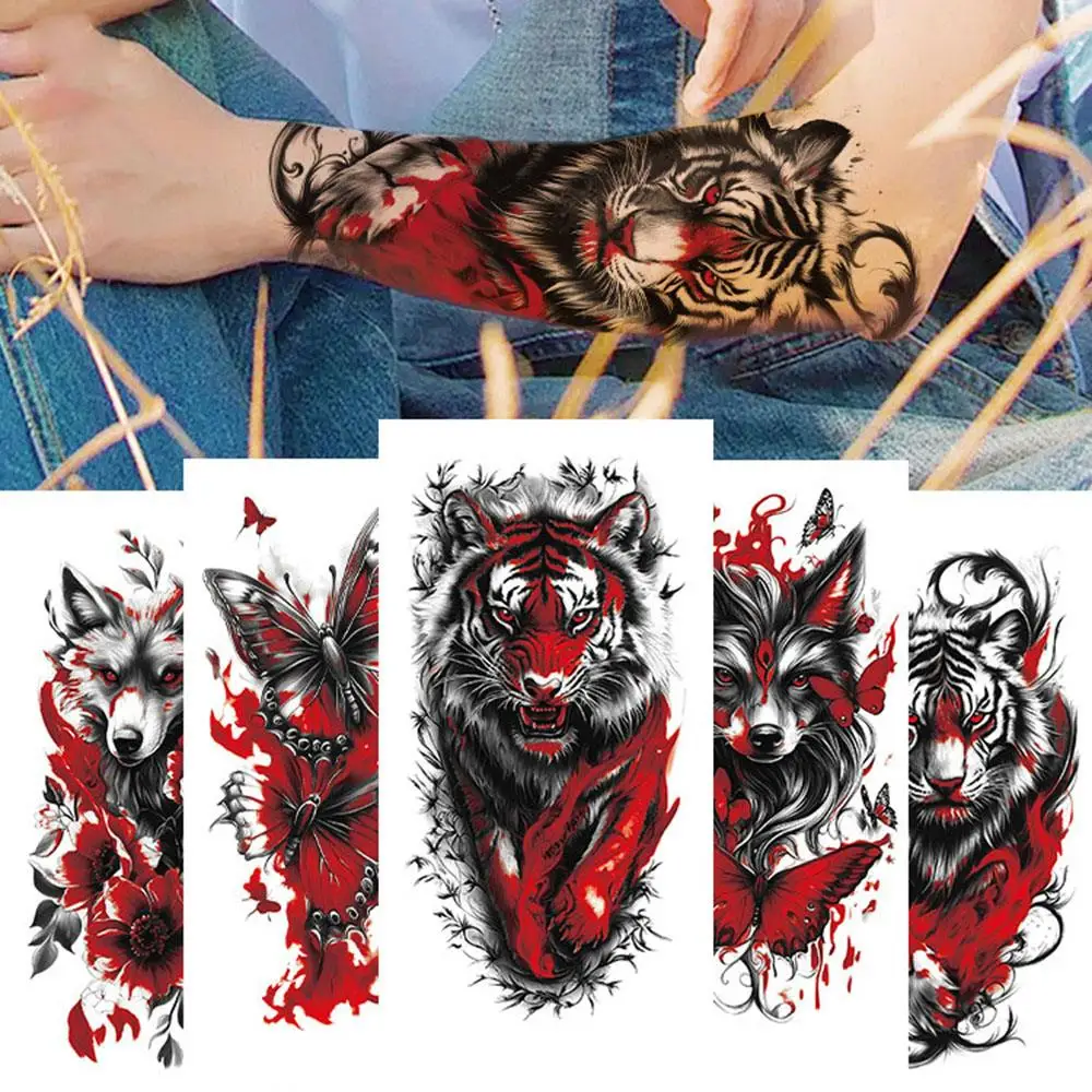 

Temporary Fake Tattoo Color Change Water Transfer Paster Long Lasting Item Colorful Body Art Waterproof Tiger Tattoo Sticker