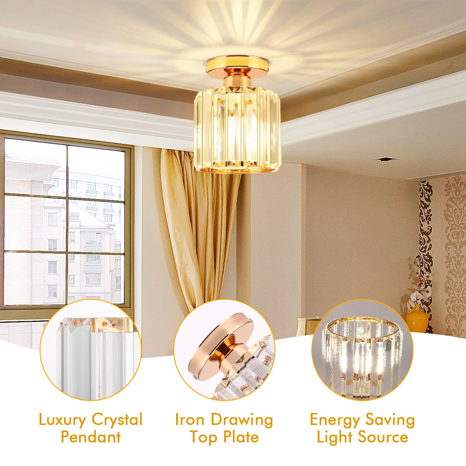 الحديثة بسيطة E27LED الكريستال مصباح مدخل الشرفة ضوء الفاخرة مصباح السقف الإبداعية شخصية شرفة الممر مصباح ديكور