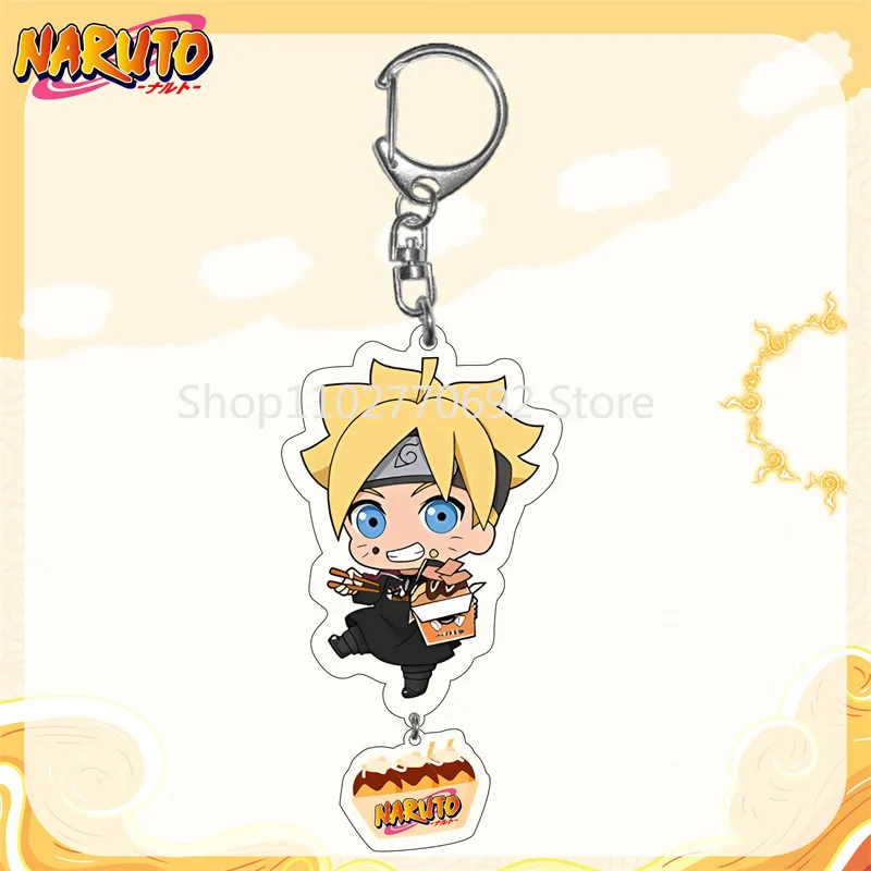 Naruto Keychain Toys Boruto Sasuke Sakura Kakashi Sarada Hinata Minato Anime Figures Acrylic Keychain Pendant Keyring Ornament