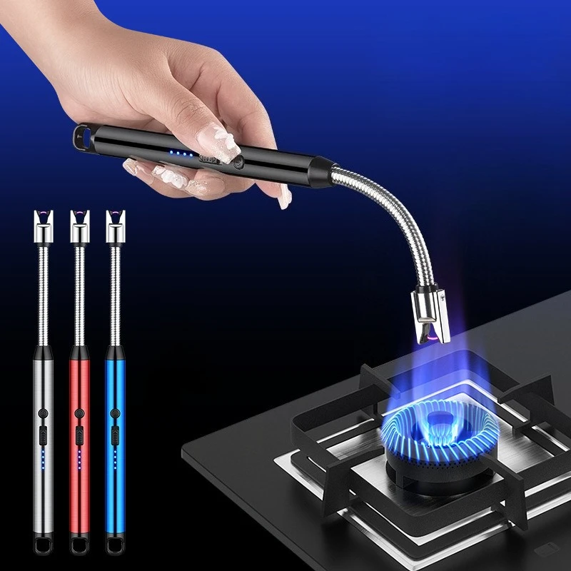 Electronic Arc Lighter with 360° Moveable Head Type C Rechargeable with Safety Lock Suitable for Candle Smoke Accessories