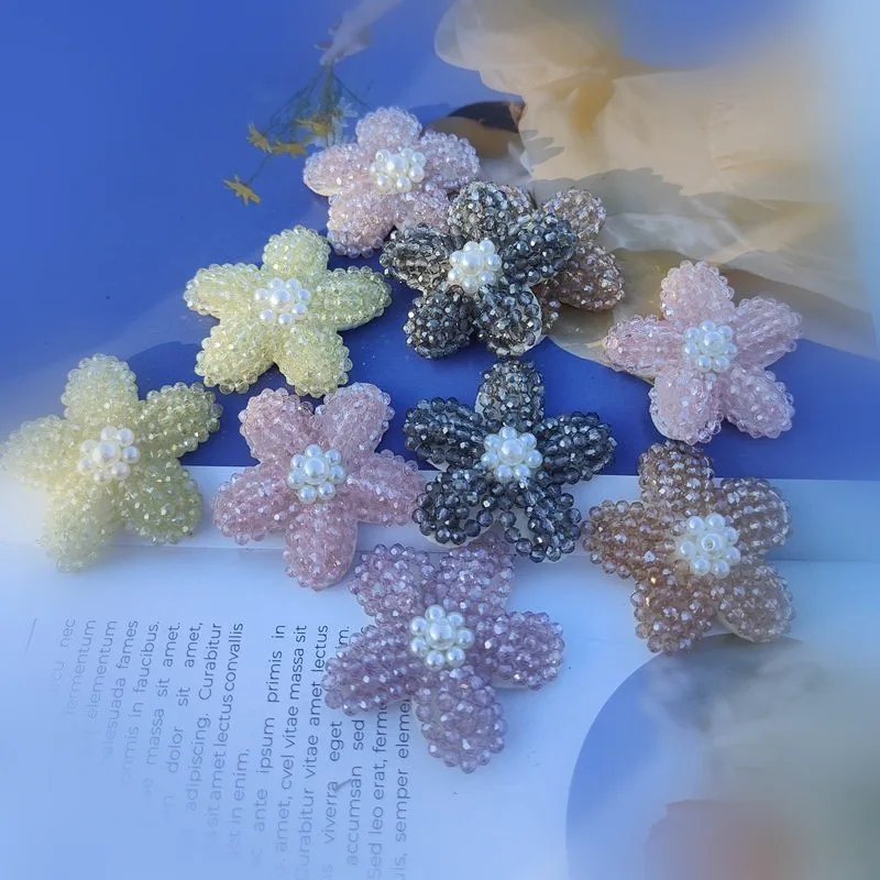 Clog Shoe Charms Handmade Beaded Crystal Pearl Flower Colorful Resin Decorative DIY Accessory for Summer Sandals Gift