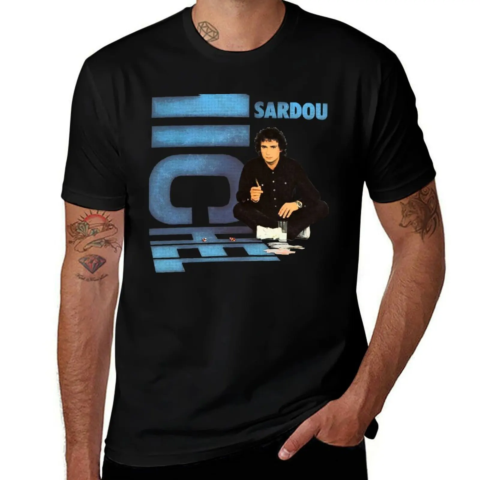 

Michel Sardou 1980 T-Shirt blue archive rapper graphic tees football t shirt Aesthetic clothing mens graphic t-shirts anime