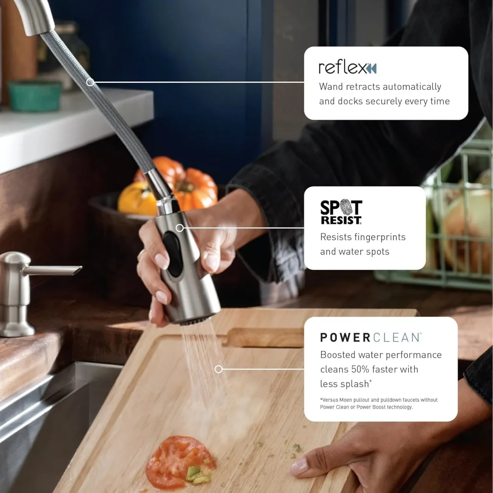 Moen Riley Spot Resist Touchless Sensor Torneira de cozinha pull-down com alça única, modelo 7402EWSRS