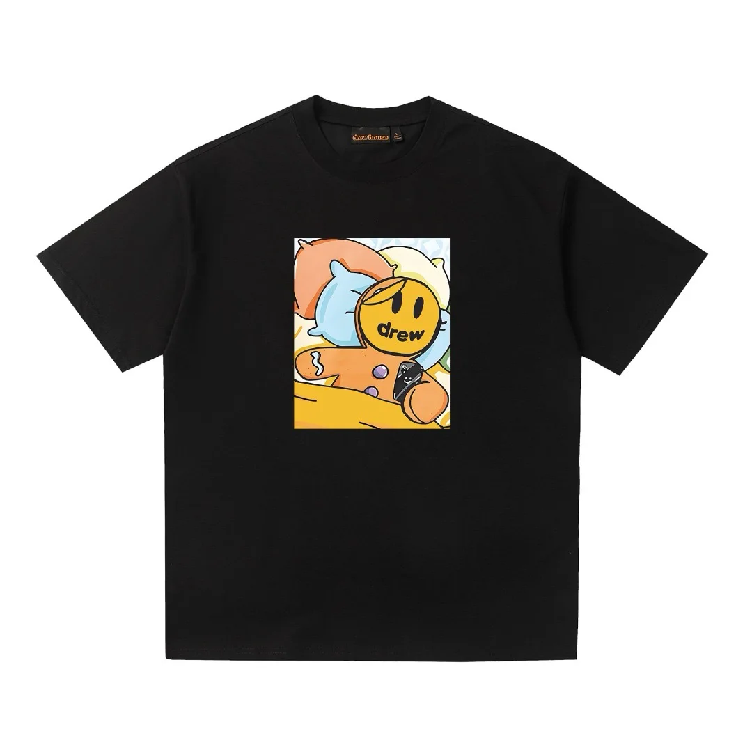 Drew House new American popular logo cake design round collar T-shirt men or women with pure cotton short sleeve