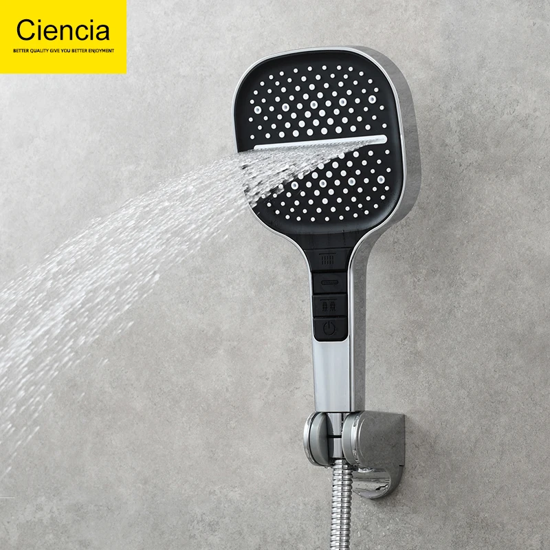 Ciencia High Pressure Shower Head 7 Modes Handheld  Showerheads with Hose One-Key Stop Spray Nozzle Bathroom Accessories