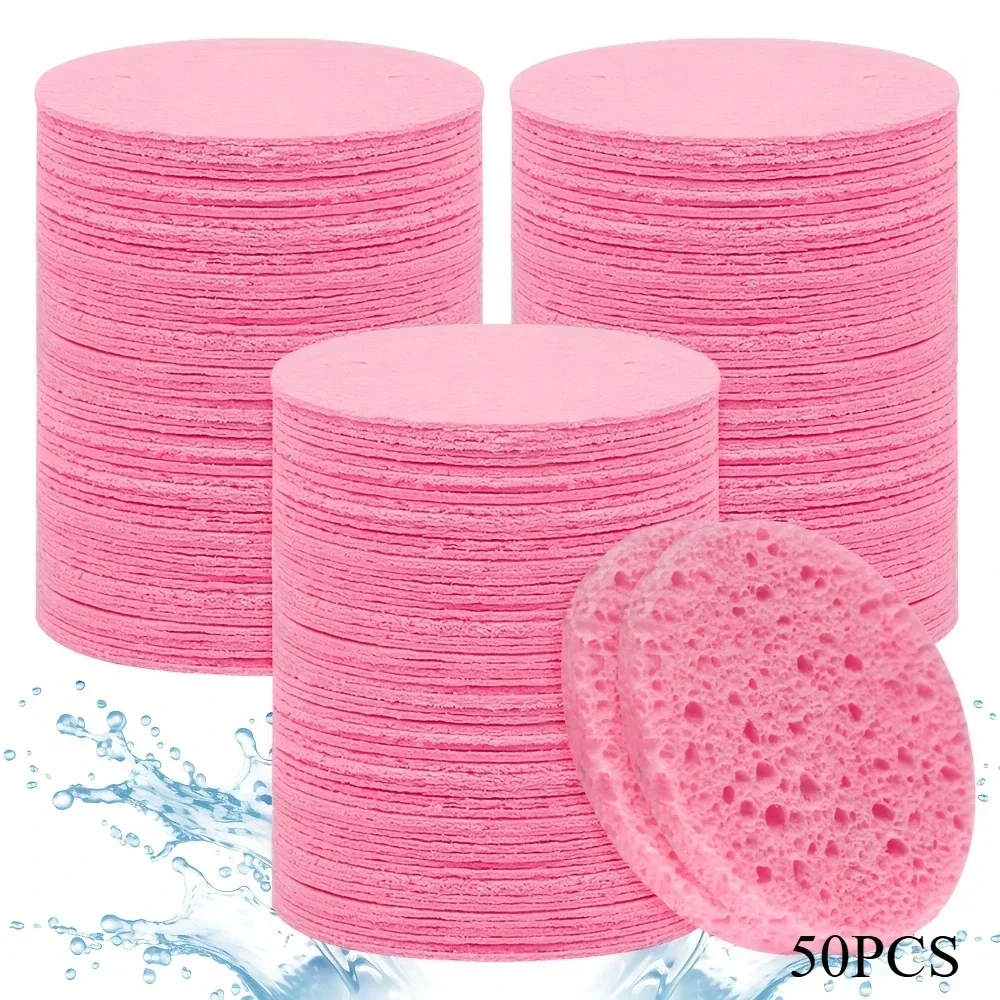 

50PCS Compressed Facial Sponge, Cosmetic Hydrotherapy Sponge, Suitable for Daily Cleansing, Makeup Removal, and Exfoliation