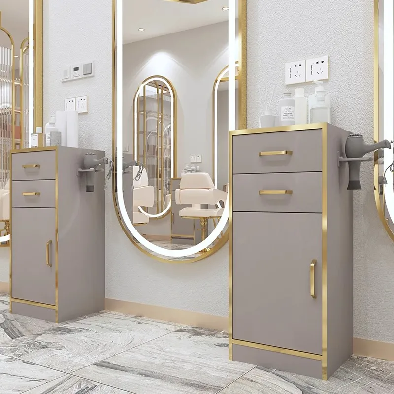 Modern Multifunctional Hairdressing Cabinet Salon Trolley 4-Wheel Living Room Storage Rack Hair Cutting Perm Dyeing Barber Shop