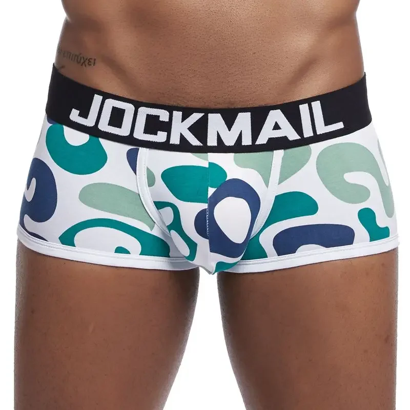 JOCKMAIL seksowne męskie bawełniane majtki bokserki bielizna męska solidne męskie spodenki bielizna przewiewna bokserki w paski męskie bokserki