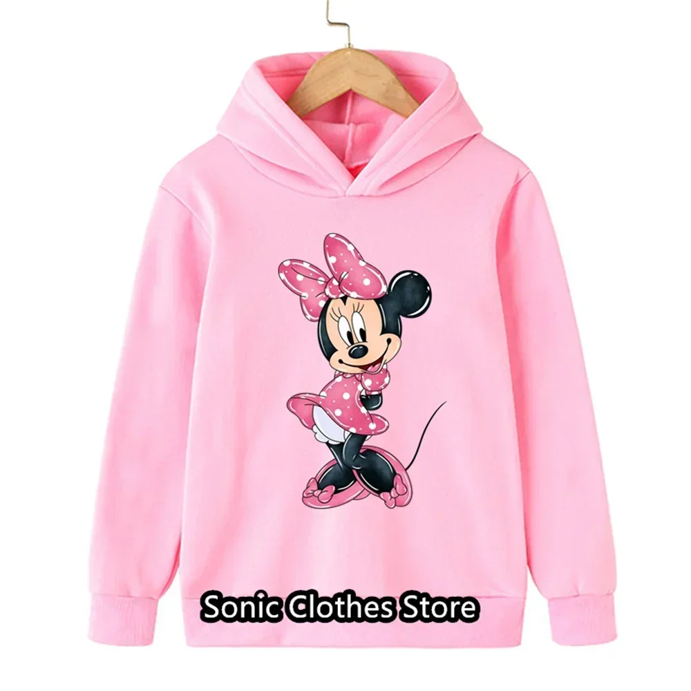 New Anime Cartoon Children Kawaii Y2K Cute Manga Mickey Minnie Mouse Hoodie Clothes Kid Girl Boy Sweatshirt Hoody Baby Pullover