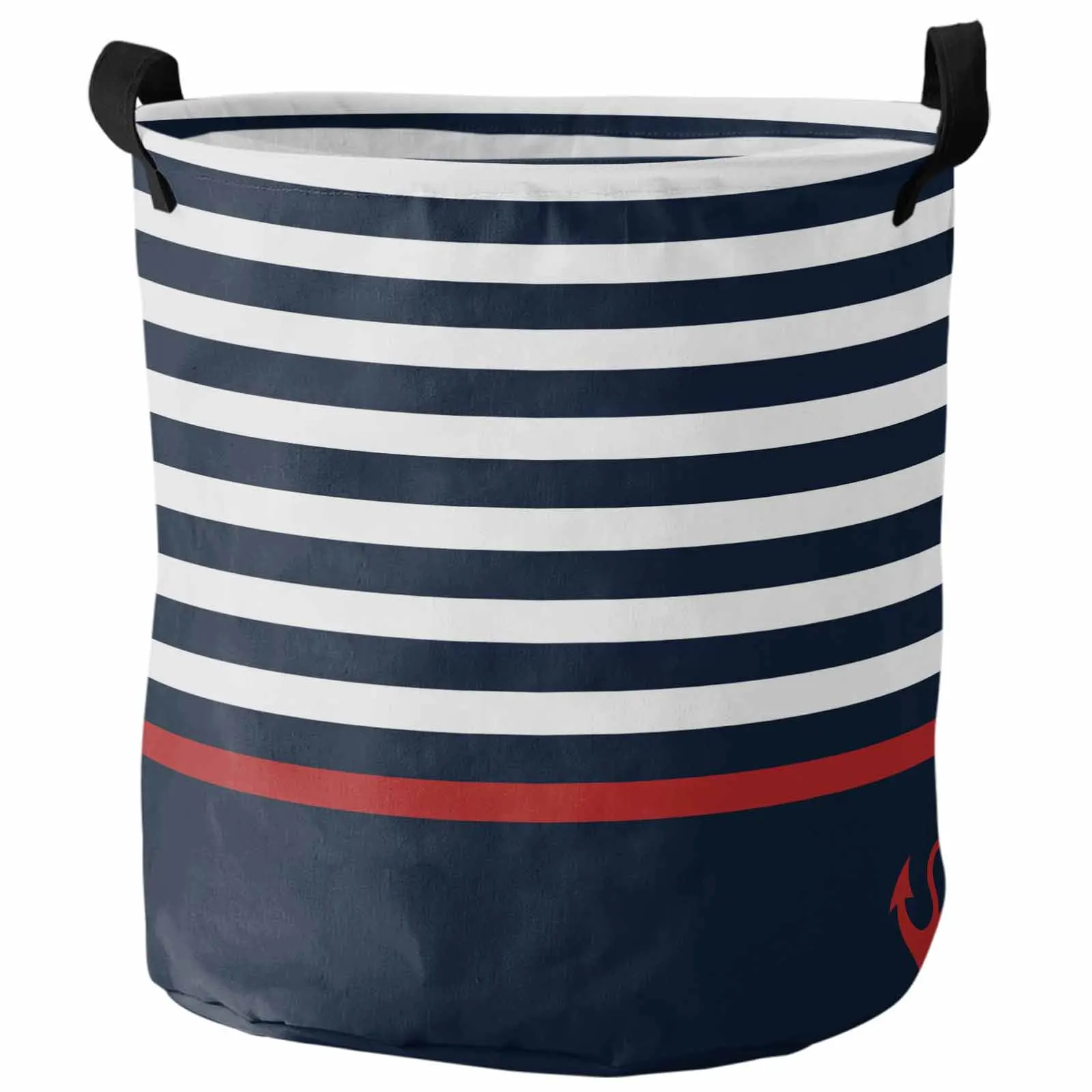 

Black White Stripe Anchor Print Foldable Dirty Laundry Basket Kid's Toy Organizer Waterproof Storage Baskets
