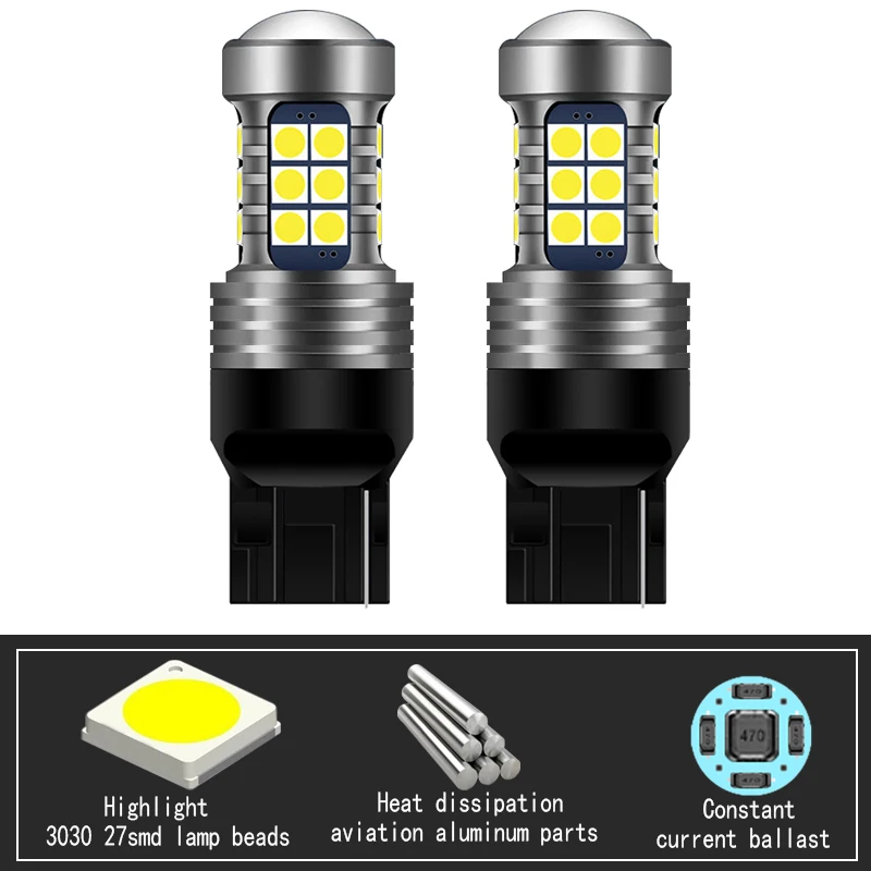 2pcs Car LED Reverse Light Bulbs Backup Lamp W21W 7440 T20 Canbus Free Error For Ford Kuga 3 2019-2021 Ranger Explorer 2013-2019