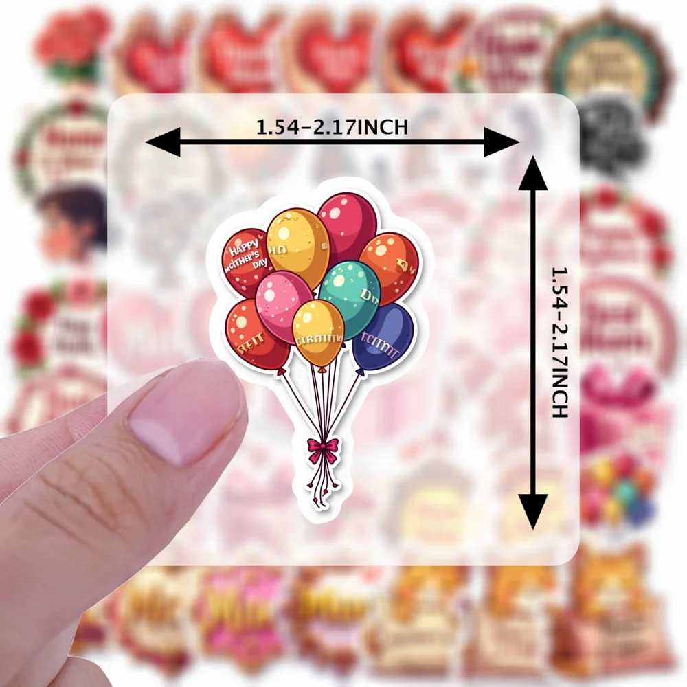 50pcs Floral Celebration Stickers Mother's Day Holiday Stickers Decorative Flower Stickers Water Bottle Laptop Phone Scrapbook