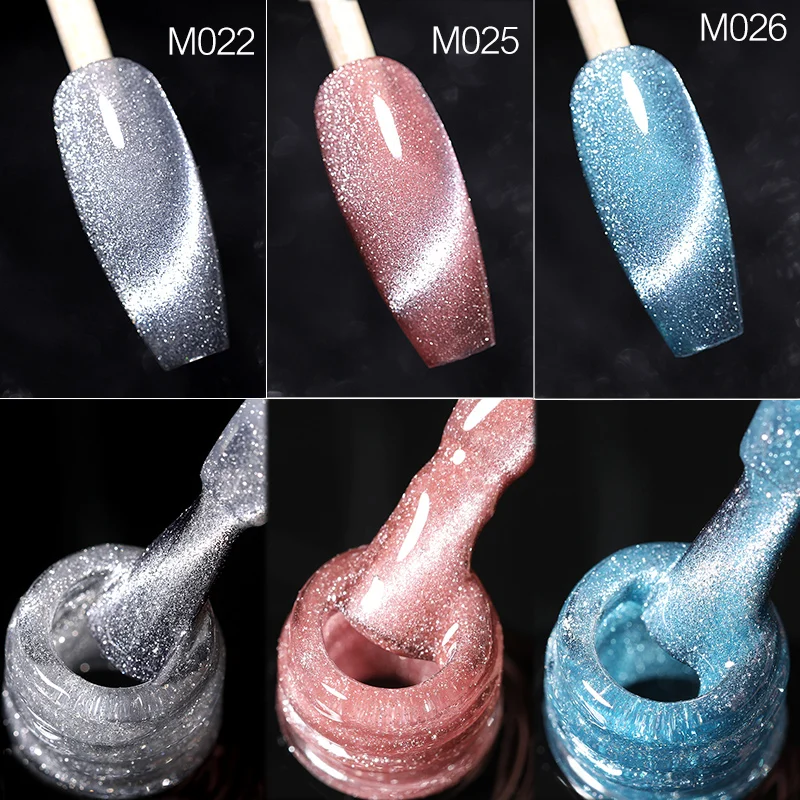 UR SUGAR 4PCS Glitter Cat Magnetic Gel Nail Polish Set Reflective Silver Dark Flash Effect Semi Permanent Soak Off UV LEDGel Kit view 2