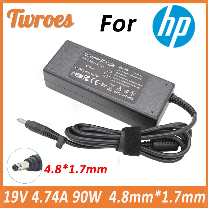 

AC Laptop Charger Power Adapter 19V 4.74A 90W 4.8*1.7mm For HP G70/G70t/G71 Laptop Adapter For HP Portable Charger