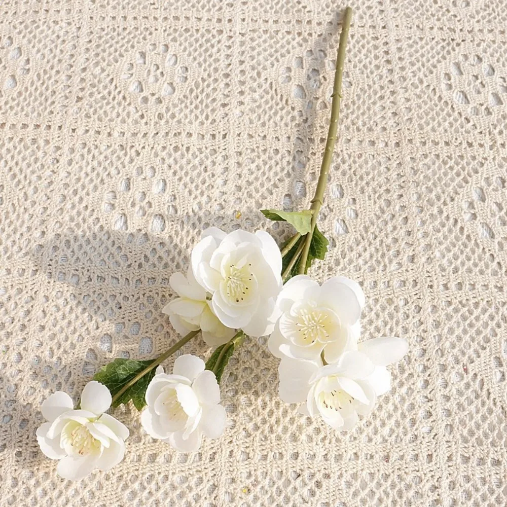 Hermosa Flor Artificial de 41 cm de Largo con Protección UV, Flor de Manzana Artificial Realista de Seda, Accesorio de Fotografía, Decoración para el Hogar y la Habitación