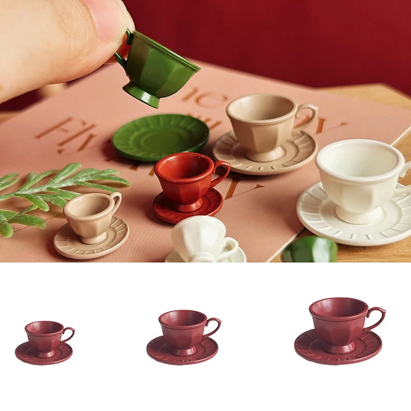 Conjunto de Xícara e Prato de Café em Miniatura Francesa para Brincadeira de Chá da Tarde, Acessório para Bonecas