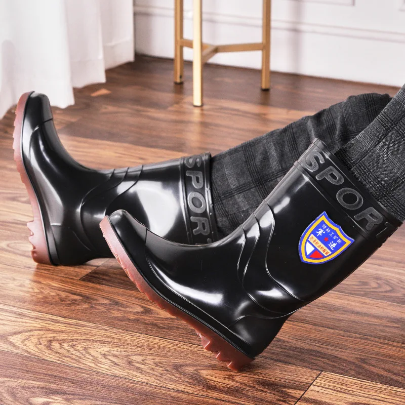 

Men's Rain Boots Thiened Anti-slip Wear-resistant Cotton-lined Velvet Construction Site Waterproof Boots Working Rubber oes