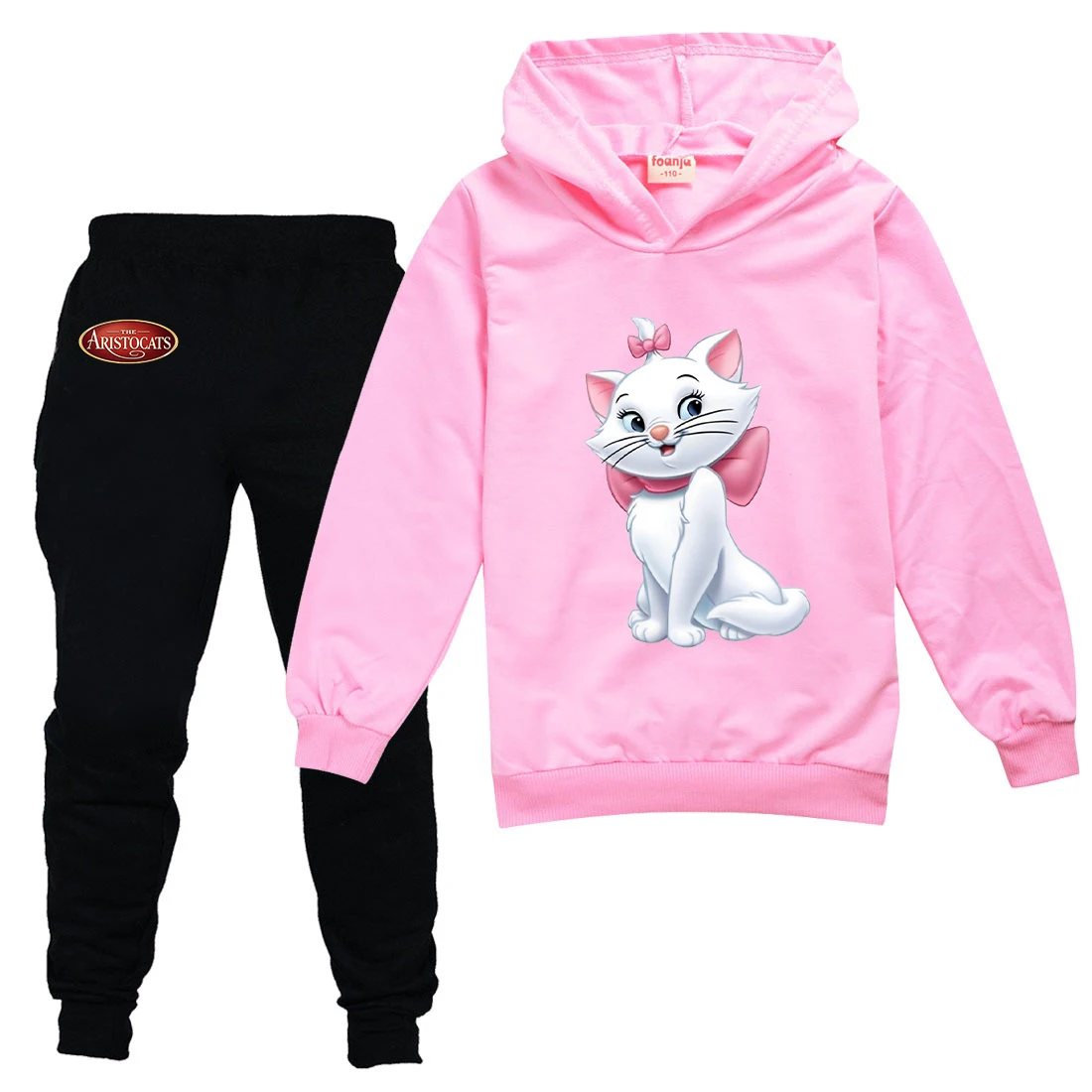 The Aristocats Marie Cat Clothing Sets Suit Boys Girls Tracksuits Kids Brand Sport Suits Stich Hoodies Teen Tops Pants 2Pcs Set