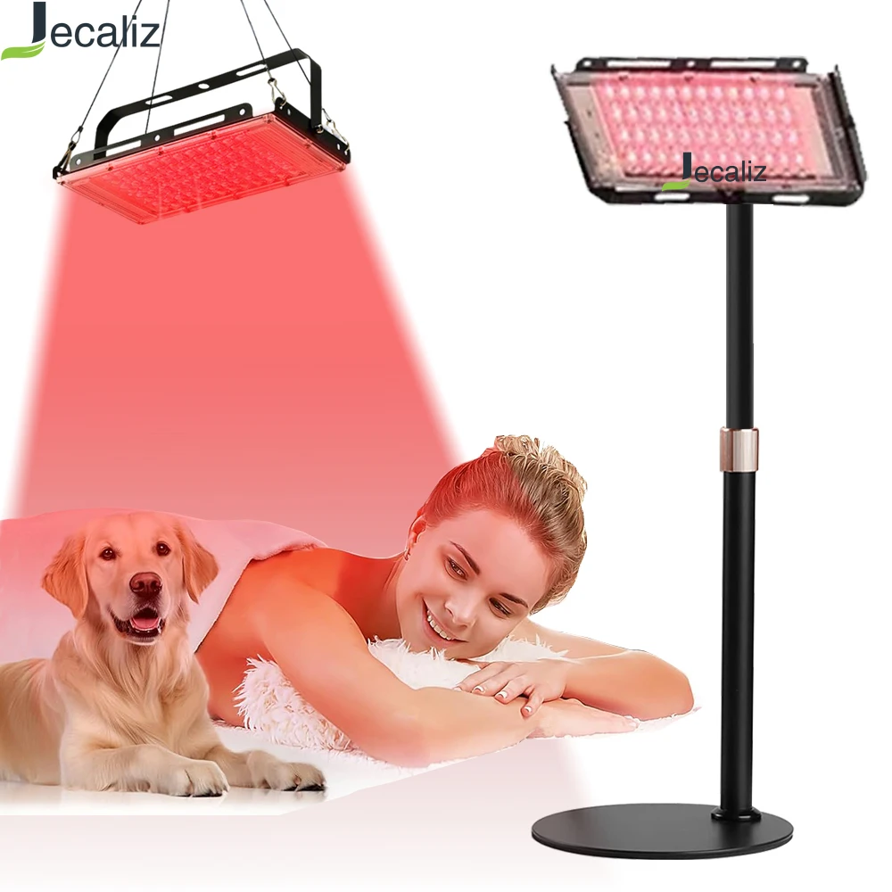 مصباح علاج احترافي 96 مصباح LED بالضوء الأحمر 660 نانومتر و 850 نانومتر مع حامل للعناية ببشرة الوجه وتخفيف آلام الجسم بالكامل