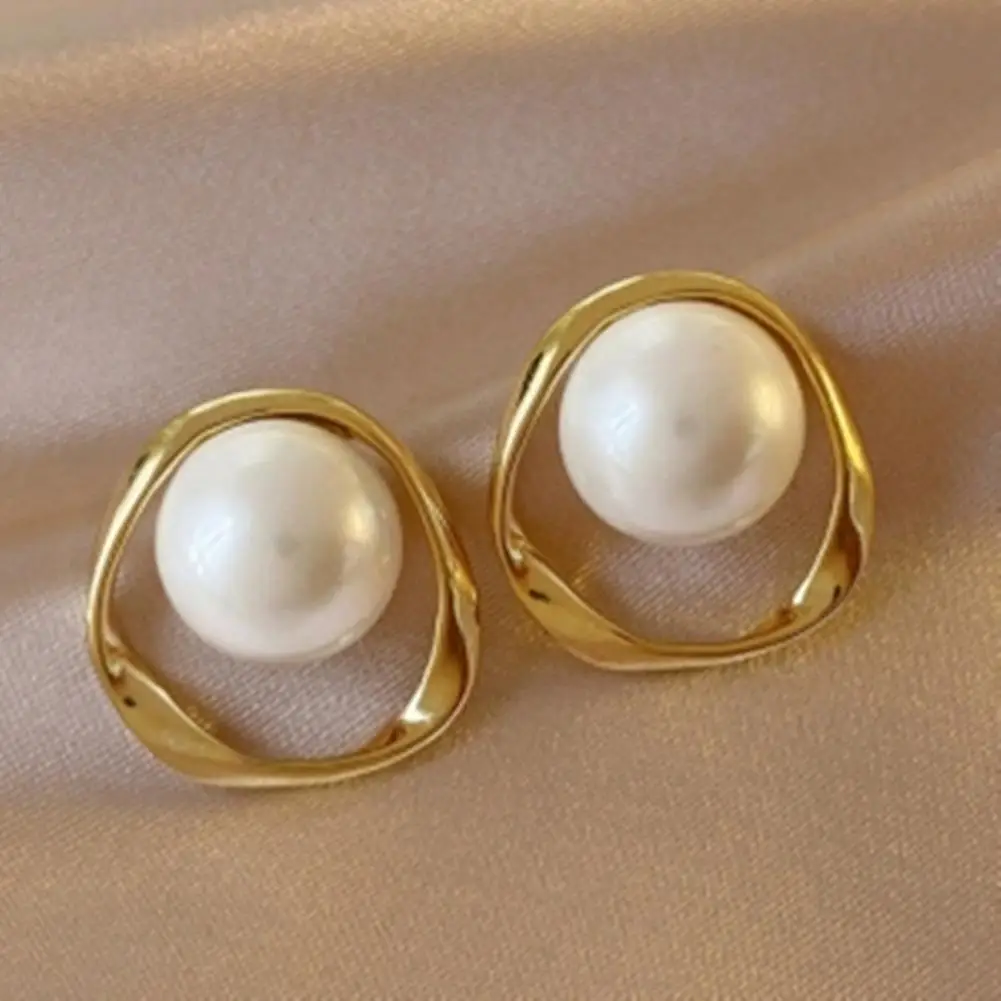 1 Pair  Ear Studs Fashion Faux Pearl Women Earrings Alloy Women Earrings  Geometric Elements Ear Studs for Wedding