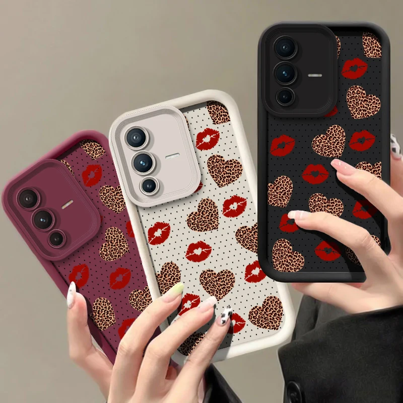 حافظة لهاتف Vivo V40 Pro V60 V50 V30 SE V30E V29E V29 V27E V27 V25 V23 V20 V21 غطاء شفاه قبلة قلب الحب #1