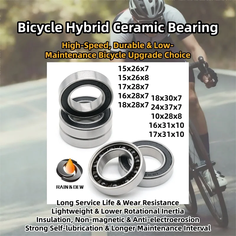 AliExpress NONE 2PCS 18307RS Hybrid Ceramic Bearing 18x30x7 mm Bicycle Bottom Brackets Spares Si3N4 Ball Bearings 15267 17287 18307 24377 2RS