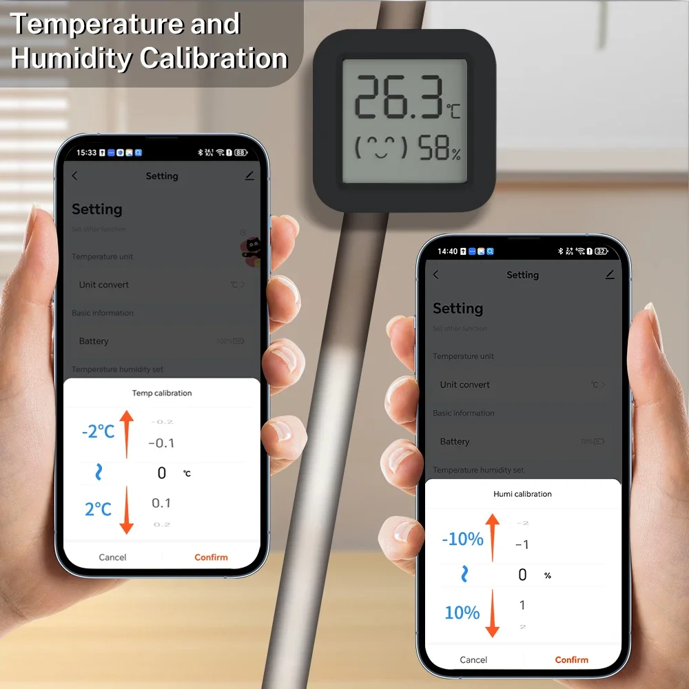 Sensore di umidità della temperatura Tuya Mini LCD Termometro igrometro intelligente controllato da APP compatibile con Bluetooth per Alexa Smart Life