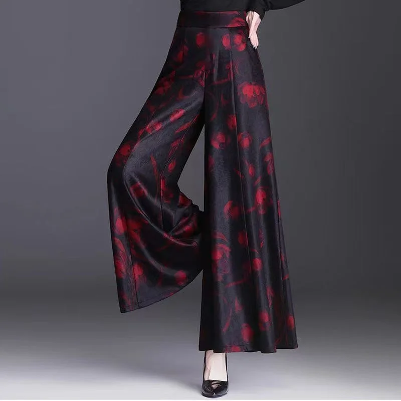 

Women's 2022 Summer New Printed Wide Leg Skirt Ankle-Length Pants High Waisted Befree Bell Bottoms Casual Korean Style For Women