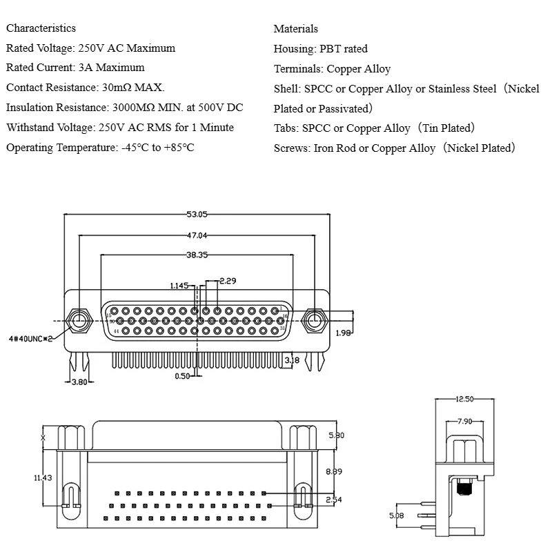 HDR44 암 헤드 전통적인 하프 골드 잠금 VAG 소켓 90도 구부러진 발 플러그인 보드 커넥터 암 시트 3 행