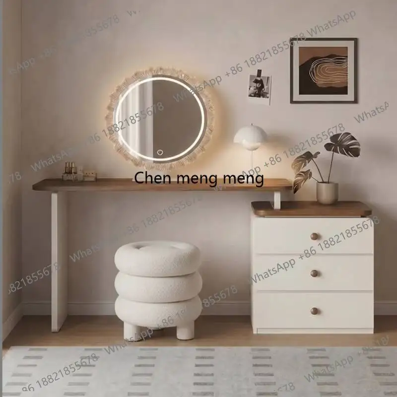 

Compact Decoration Vanity Desk Shelves Wooden Modern Corner Dressing Table Compact Drawers