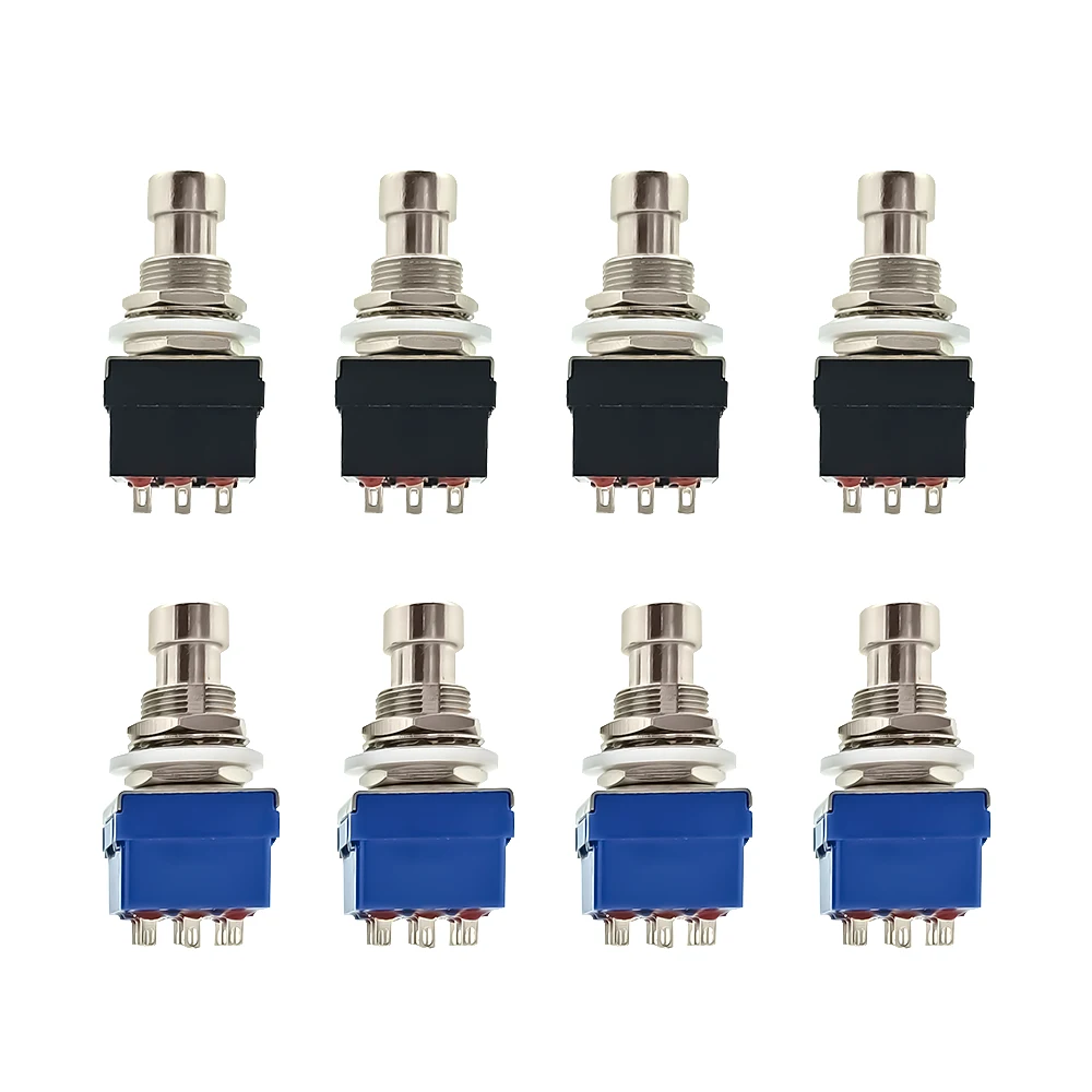 10PCS Guitar Effect Pedal 3PDT Footswitch 9 Pin Latching Stomp Push Button Foot Switch True Bypass Solder Lugs