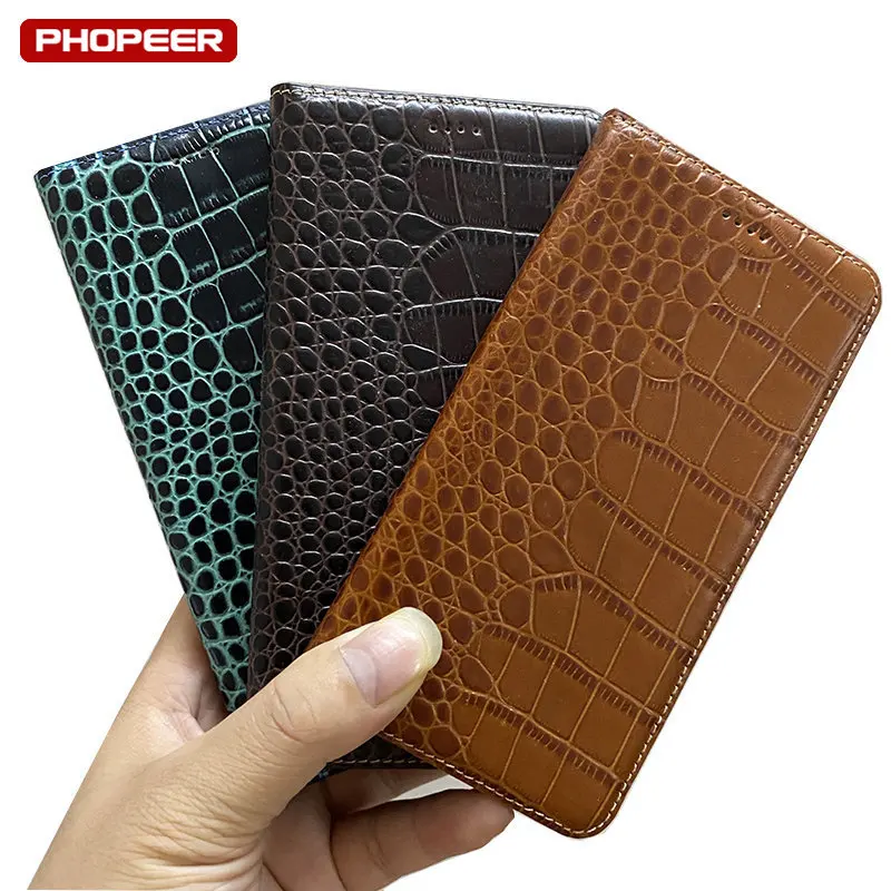 Crocodile Genuine Leather Flip Case For XiaoMi Mi cc9 cc9e Pro Mi A1 A2 A3 5X 6X Play Phone Wallet Cover Cases