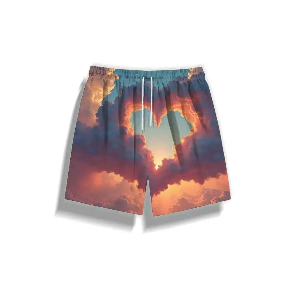 

1pcs Men's Short swim trunks2026 Summer 3D Printed Short sleeve running Breathable Training pants Quick drying Polyester