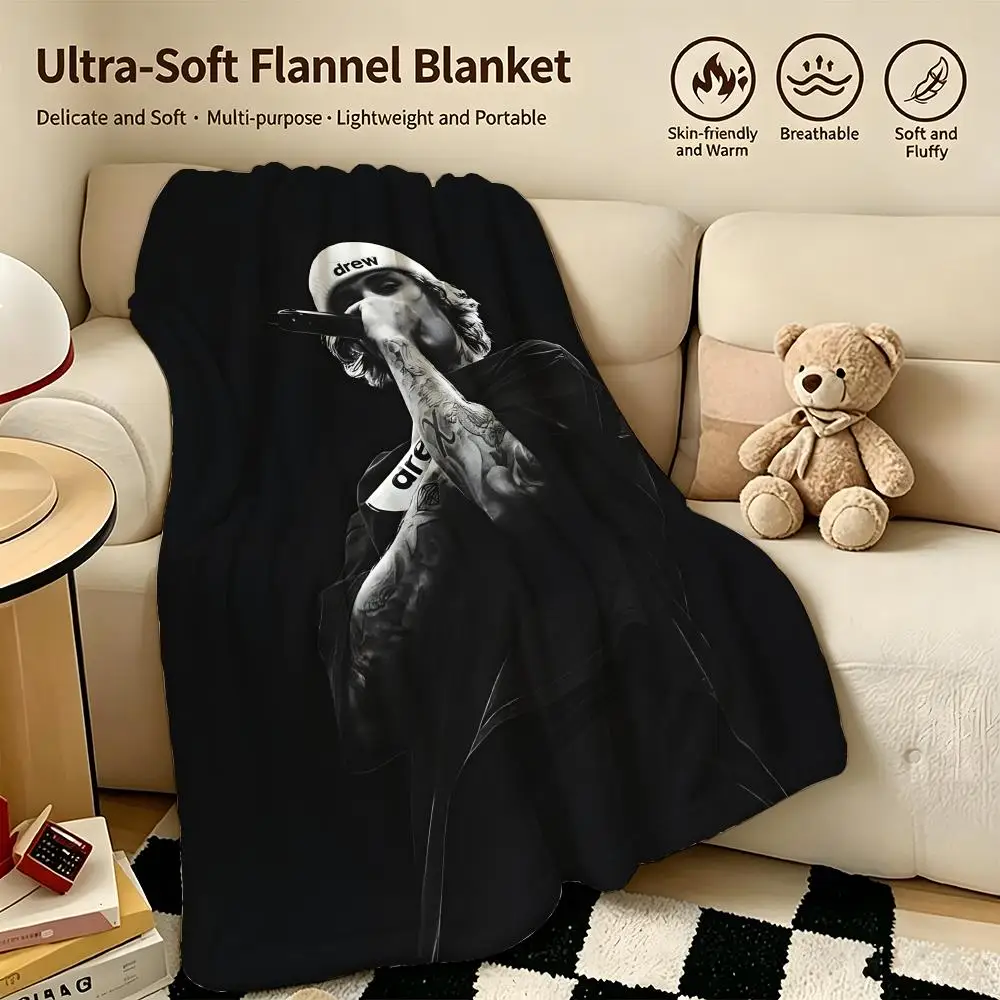 music J-Justin Drew Bieber-r Throw Warm Soft Flannel Blanket, Multi-use for Sofa Bed Camping Travel Nap