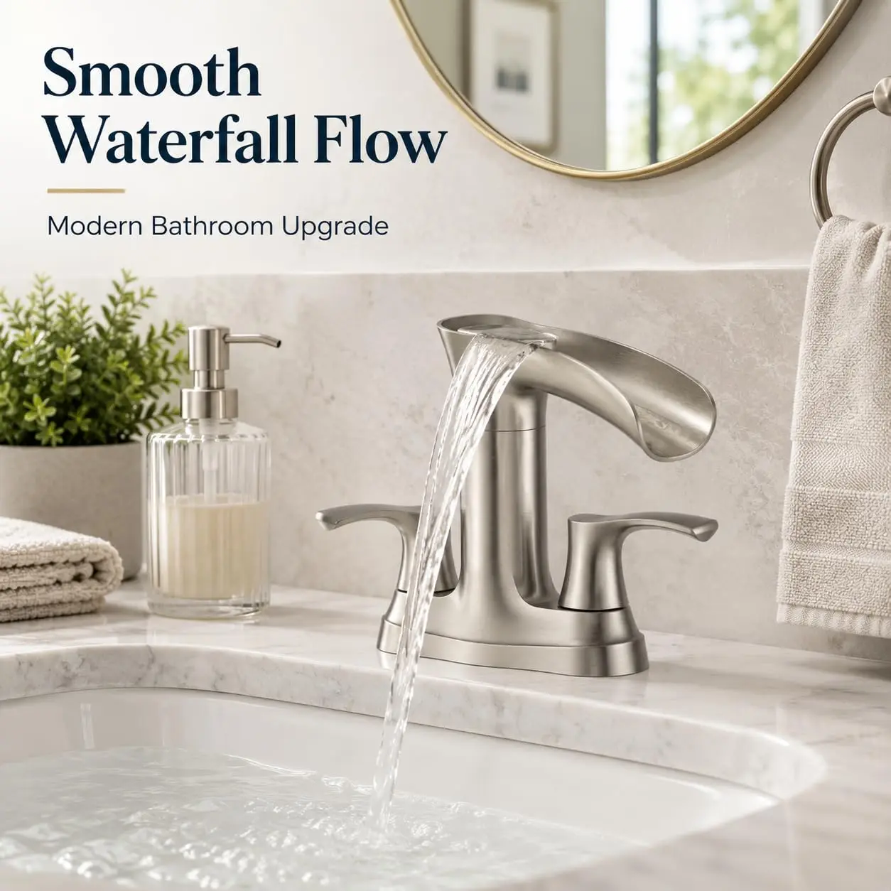 HiMISS Modern Waterfall Bathroom Faucet image 1