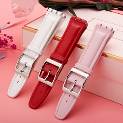 Soft cowhide strap Bracelet for Swatch Watch Band 17mm 19mm Wrist Strap Blue Red Black Watchbands Women Man Watch Belt Accessori