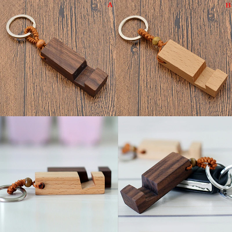 【1 Stück Holz-Handyhalter im Retro-Stil, Holz-Handyständer, Anhänger, Schlüsselanhänger, Auto-Schlüsselring, modisches Accessoire】