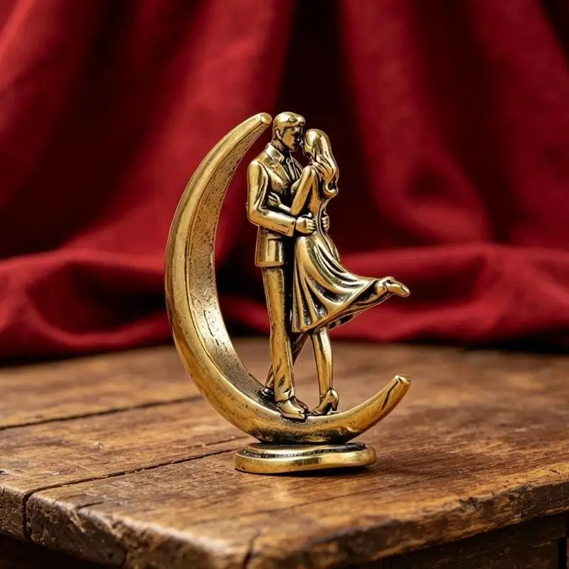 Messing-Statue eines umarmenden Paares, moderne Kunstfigur, handgefertigtes, poliertes Liebesornament für Schlafzimmer, Wohnzimmer, Heimdekoration – Detail 2