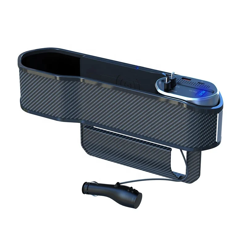 

Двойной телескопический USB-концентратор для быстрой зарядки, органайзер для автомобильного сиденья из искусственной кожи с беспроводным зарядным устройством, ящик для хранения грузовиков для автомобилей