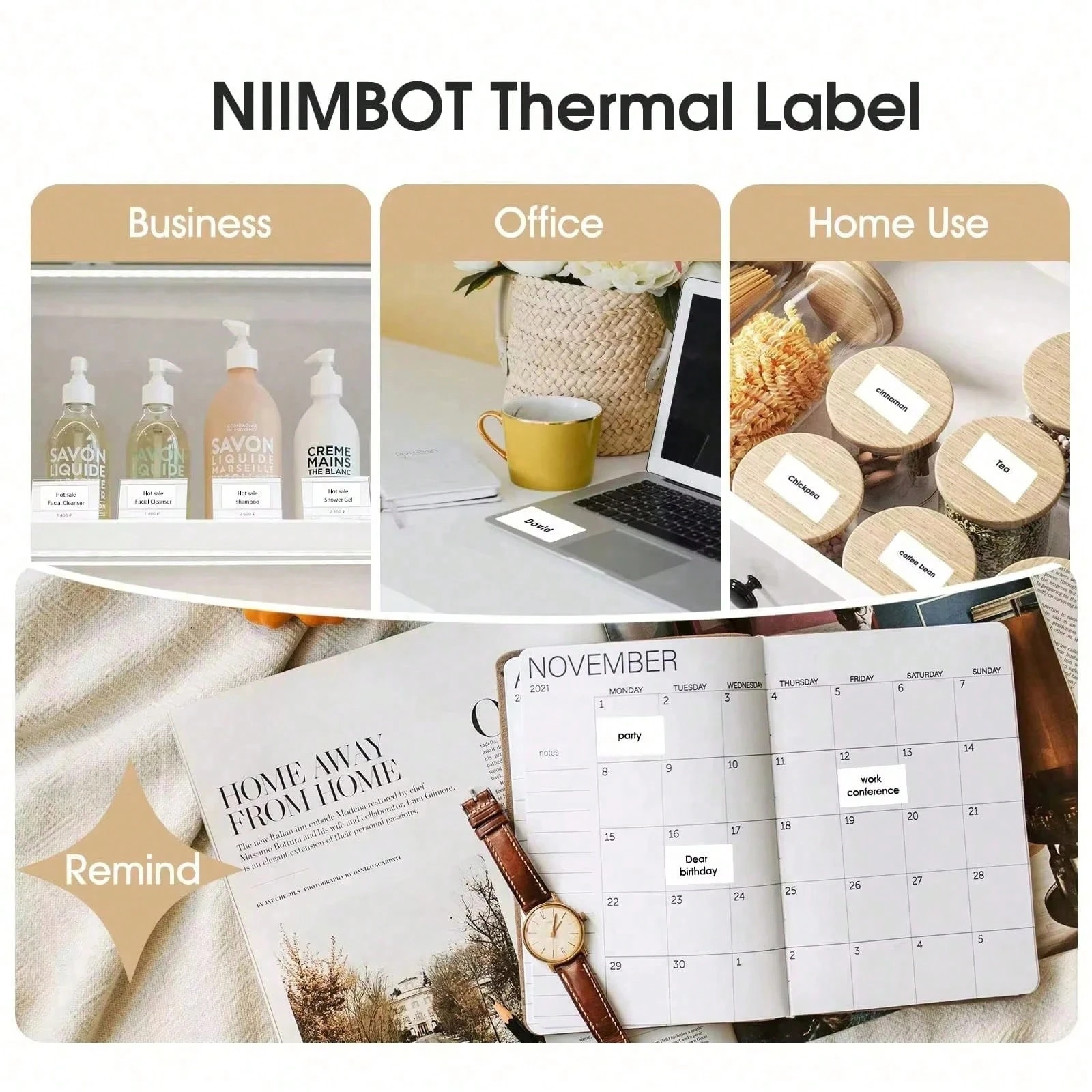 Niimbot Label 3Rolls Label For B1 B21 B3S B31 K3 Mini Portable Thermal Printer Label White Sticker For Adhesive Label Printer